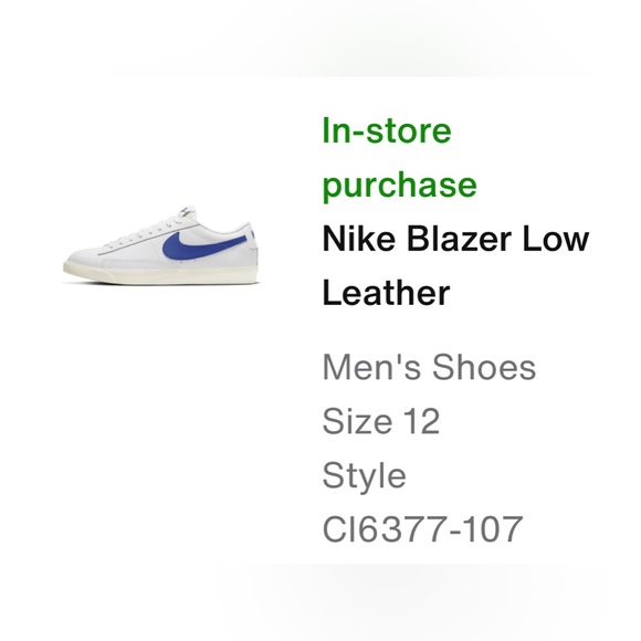 Nike Blazer Low Leather White/Astronomy Blue Size 12 Brand New No Box - Picture 8 of 9